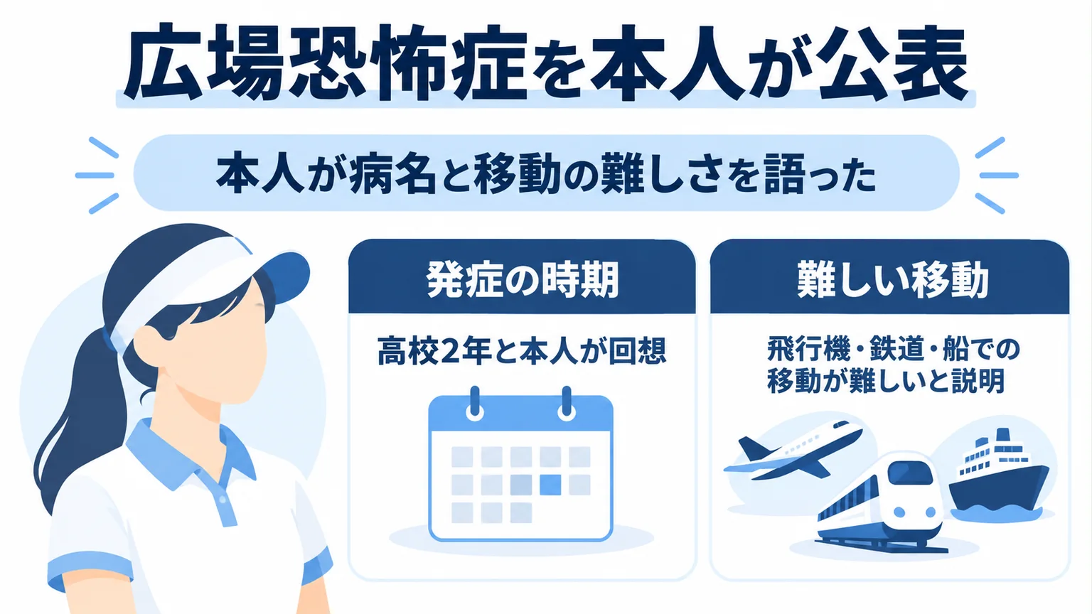 広場恐怖症について本人が語った発症時期と移動の難しさを示す図解